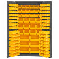 Durham Storage Bin Cabinet 3501-BDLP-132-95 - 132 Yellow Hook-on Bins 36&quot;W x 24&quot;D x 72&quot;H