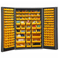 Durham Storage Bin Cabinet DC48-176-95 - 176 Yellow Hook-on Bins 48&quot; x 24&quot; x 72&quot;