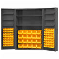 Durham Storage Bin Cabinet DC48-842S6DS-95 - 84 Yellow Hook-on Bins & Shelves 48&quot; x 24&quot; x 72&quot;