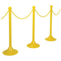 Plastic Stanchion Kit, 6 Stanchions, 50'L Chain, 2" Pole, 14" Base, 41" Height, Yellow