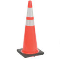 Cortina Safety 03-500-06 36&quot; Solid Orange Cone W/Black Base & 6&quot;+ 4&quot; Reflective - Pkg Qty 4