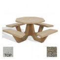 40&quot; Concrete Octagon Picnic Table, Tan River Rock Top, Gray Limestone Leg