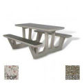 58&quot; Rectangular Picnic Table, White Top, Gray Limestone Leg