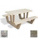 38&quot; Concrete Rectangular Picnic Table, Polished Gray Limestone Top, Gray Limestone Leg