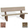 72&quot; Concrete Bench, Red Quartzite Top, Tan River Rock Leg