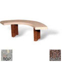 Curved Concrete Bench, 56&quot;L, Polished Gray Limestone Top, Red Quartzite Leg