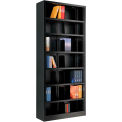 All Steel Bookcase 36&quot; W x 12&quot; D x 84&quot; H Black 7 Openings