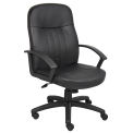 Executive Office High Back Chair with Arms, Leather, Black