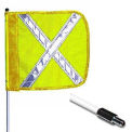 Checkers 6'  Hex Base Warning Whip w/o Light, 12&quot;x11&quot; Yellow w/ X Rectangle Flag