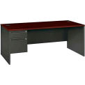 HON Steel Desks, Single Left Pedestal, 72"W x 36"D x 29-1/2"H, Mahogany, 38000 Series