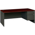 HON Steel Desks, Single Right Pedestal, 72"W x 36"D x 29-1/2"H, Mahogany, 38000 Series