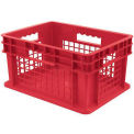 Akro-Mils Straight Wall Container, Mesh Sides Solid Base, 15-3/4&quot;L x 11-3/4&quot;W x 8-1/4&quot;H, Red - Pkg Qty 12
