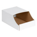 Stackable White Corrugated Bin Box, 8&quot; x 12&quot; x 4-1/2&quot;, BINB812 - Pkg Qty 50