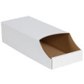 Stackable White Corrugated Bin Box, 7" x 18" x 4-1/2" - Pkg Qty 50