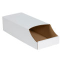 Stackable White Corrugated Bin Box, 8" x 18" x 4-1/2", BINB818 - Pkg Qty 50