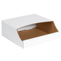 Stackable White Corrugated Bin Box, 12&quot; x 12&quot; x 4-1/2&quot;, BINB1212 - Pkg Qty 50