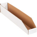 Open Top White Corrugated Bin Boxes, 4&quot; x 24&quot; x 4-1/2&quot;, BINMT424 - Pkg Qty 50