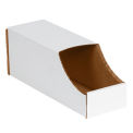 Stackable White Corrugated Bin Box, 4&quot; x 12&quot; x 4-1/2&quot;, BINB412 - Pkg Qty 50