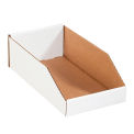 Open Top White Corrugated Bin Boxes, 8&quot; x 24&quot; x 4-1/2&quot;, BINMT824 - Pkg Qty 50