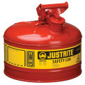 Justrite 7125100 Safety Can Type I, 2-1/2 Gallon Galvanized Steel, Red