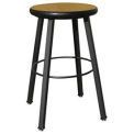 14&quot; Dia. Solid Welded Stool with Fixed Legs, Bannister Oak Laminate Seat
