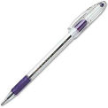Pentel RSVP Ballpoint Stick Pen, Medium, Clear Barrel, Violet Ink, Dozen