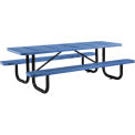 8' Rectangular Picnic Table, Perforated, Blue (96&quot; Long)