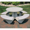 66&quot; Concrete Round Picnic Table, Misty Gray