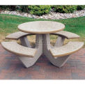 66&quot; Concrete Round Picnic Table, Sand