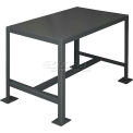 Durham Mfg. Stationary Machine Table W/ Shelf, Steel Square Edge, 48&quot;W x 24&quot;D x 18&quot;H, Gray