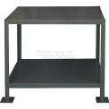 Durham Mfg. Stationary Machine Table W/ 2 Shelves, Steel Square Edge, 36&quot;W x 18&quot;D, Gray