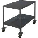 Durham Mfg. Mobile Machine Table W/ Shelf, Steel Square Edge, 24&quot;W x 18&quot;D, Gray
