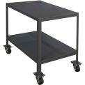 Durham Mfg. Mobile Machine Table W/ 2 Shelves, Steel Square Edge, 48&quot;W x 30&quot;D, Gray