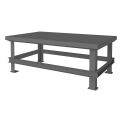 Durham Mfg. Stationary Machine Table W/ Shelf, Steel Square Edge, 60&quot;W x 36&quot;D x 24&quot;H, Gray