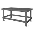 Durham Mfg. Stationary Machine Table W/ Shelf, Steel Square Edge, 60&quot;W x 36&quot;D x 30&quot;H, Gray