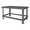 Durham Mfg. Stationary Machine Table W/ Shelf, Steel Square Edge, 60&quot;W x 36&quot;D, Gray