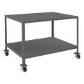 Durham Mfg. Mobile Machine Table W/ 2 Shelves, Steel Square Edge, 48&quot;W x 36&quot;D, Gray