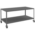 Durham Mfg. Mobile Machine Table W/ 2 Shelves, Steel Square Edge, 72&quot;W x 36&quot;D, Gray