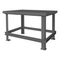 Durham Mfg. Stationary Machine Table W/ Shelf, Steel Square Edge, 48&quot;W x 36&quot;D x 34&quot;H, Gray