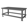 Durham Mfg. Stationary Machine Table W/ Shelf, Steel Square Edge, 72&quot;W x 36&quot;D x 30&quot;H, Gray