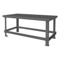 Durham Mfg. Stationary Machine Table W/ Shelf, Steel Square Edge, 72&quot;W x 36&quot;D x 34&quot;H, Gray