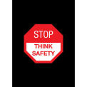 NoTrax Safety Message Mat, Stop Think Safety, 36x60&quot;, Black