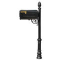 Lewiston Mailbox with Post, Ornate Base & Pineapple Finial, No Address Plates, Black