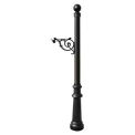 Lewiston Post, Decorative Fluted Base & Ball Finial, (No Mailbox), Black