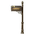 Lewiston Mailbox with Post, Ornate Base & Pineapple Finial, w/3 Address Plates, Bronze