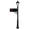 Lewiston E1 Economy Mailbox, Post Fluted Base & Solar Lamp, Black