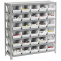 7 Shelf Steel Shelving with (30) 4&quot;H Plastic Shelf Bins, Beige Bins, 36x12x39