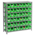 7 Shelf Steel Shelving with (48) 4&quot;H Plastic Shelf Bins, Green, 36&quot;Wx12&quot;Dx39&quot;H