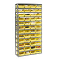 13 Shelf Steel Shelving with (60) 4&quot;H Plastic Shelf Bins, Green, 36x18x72