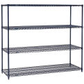 Nexelon Wire Shelving, Blue Epoxy, 72&quot;W X 21&quot;D X 74&quot;H